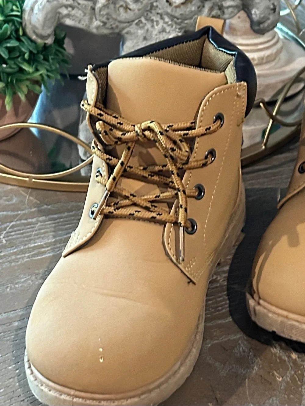 Kids Tan Workmen Work Style Boots Big Boys Size 3